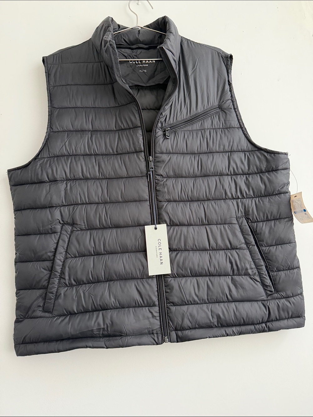 NWT Cole Haan Men's Charcoal Quilted Puffer Vest!